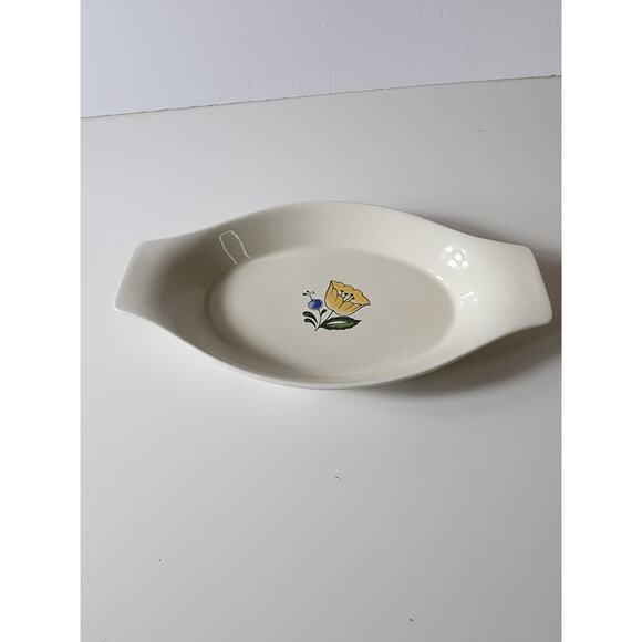 Vintage ASTA Japan Aszi Oval Serving Platter Blue Yellow Floral 10" - Picture 6 of 6